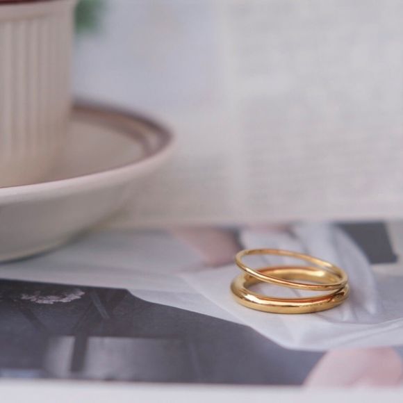 18K Gold Plated Taylor Double Open Band Ring - Picture 4 of 7